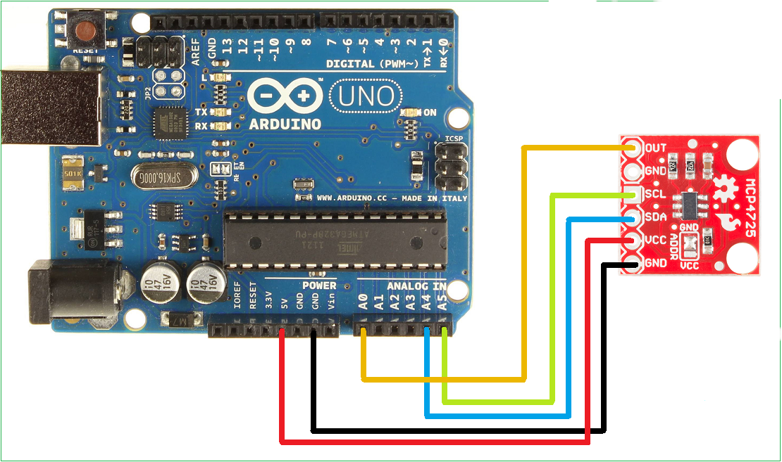 Connecting the MCP4725 DAC to the Arduino